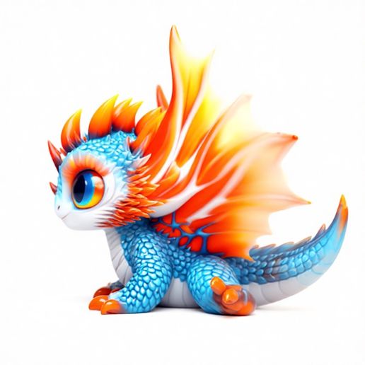 Fire Blue Baby Dragon - High Fidelity 1.2M Poly Sculpt