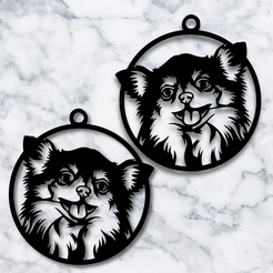 project_20230920_1306405-01.png STL file chihuahua earrings chihuahua jewelry animal earrings long hair・3D printing design to download