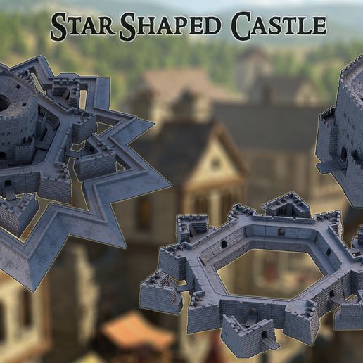 ⭐ Star Shaped Castle 28 mm Tabletop Terrain・ STL File for 3D printing・Cults