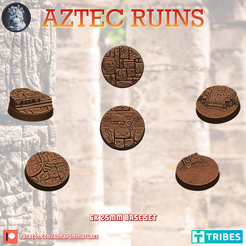 Aztecruins-5.png STL file Aztec Ruins 6x25mm Base Set (Pre-supported)・3D printable model to download