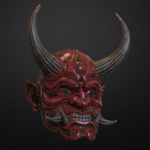 STL file Japanese Hannya Mask Oni Demon Mask Samurai Mask 3D print ...