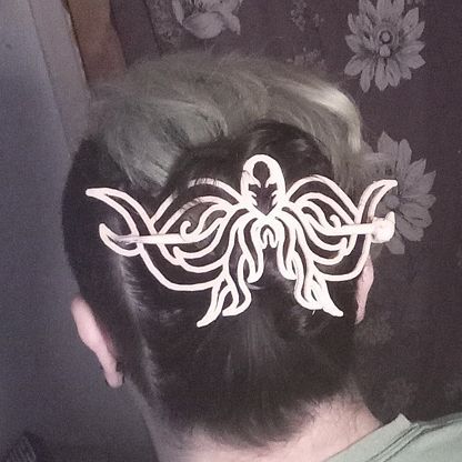 Cthulhu Hair Piece with Horned Skull Pin