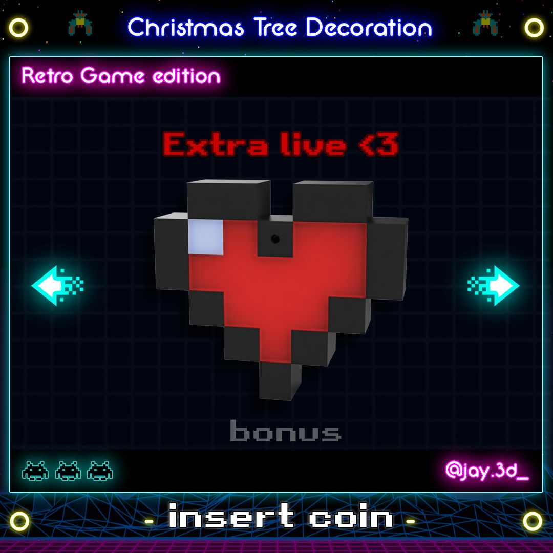extra live ready.jpg STL-Datei Christmas tree decoration (retro game edition) herunterladen • 3D-druckbares Modell, jayceedante