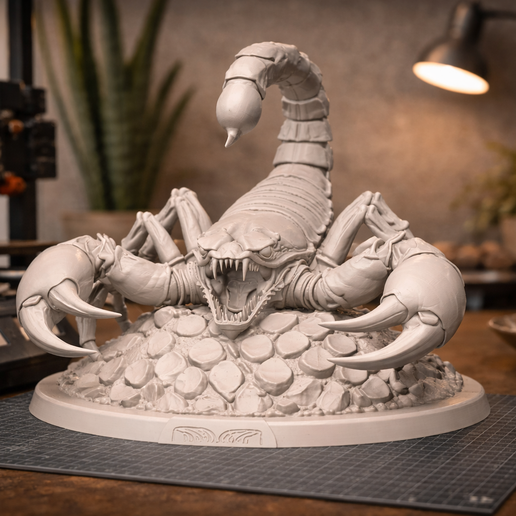 Scorpion Bust STL – Hyper Detailed Monster Scorpion Sculpture 3D Print File – Fantasy Creature Display Model