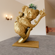 koala-on-tree-planter-3.png Koala on a tree planter pot flower vase stl 3d print file statue
