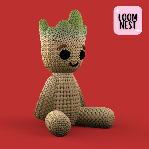👶 Baby Groot Knitted Crochet Decoration 3D Print Model