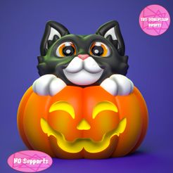 catpumpkin1.jpg Симпатичная кошка внутри тыквы на Хэллоуин (НЕТ СУПОРТОВ)