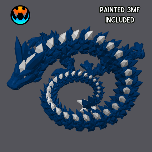 CWPaitned.png Crystal Dragon, Articulating Flexi Wiggle Pet, Print in Place, Fantasy