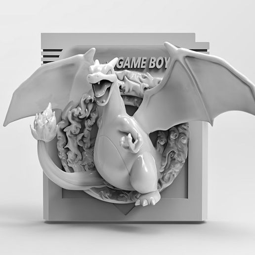 🐉 Pokemon Red 3D Printable Gameboy Cartridge; Charizard・ STL