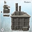 2.jpg Large modern brick industrial factory with flat roof with double chimney and access stairs (28) - Modern WW2 WW1 World War Diaroma Wargaming RPG Mini Hobby