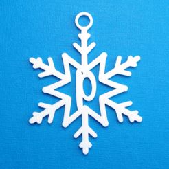 PSnowflakeInitialGiftTag.jpg Télécharger le fichier STL Lettre P - Décoration de l'étiquette cadeau initiale du flocon de neige • Objet imprimable en 3D, CBDesigns