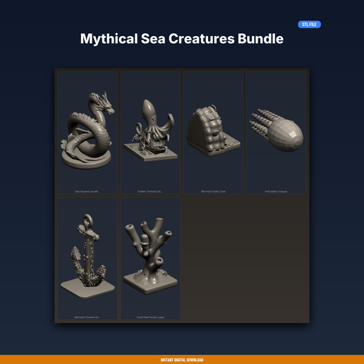 Mythical Sea Creatures Bundle - 6-Model STL Bundle