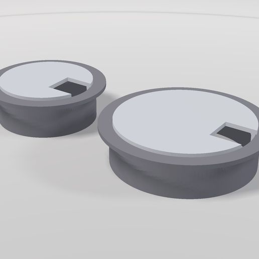 Desk Cable Grommet for 60 mm and 80 mm Holes - Insert and Cap with Cable Slot