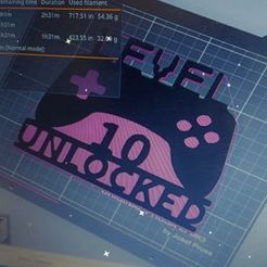 339918925_1326208018109023_7957746347582284818_n.jpg STL file Level 10 unlocked Gaming sign / Gaming sign / Age 10/ Level 10 birthday topper STL and Bonus SVG file・3D print design to download