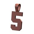 NBA-number-5-pendant-charm-bail-11.jpg NBA Schriftart Nummer 5 Anhänger Charme mit Kaution 3D-Druck Modell