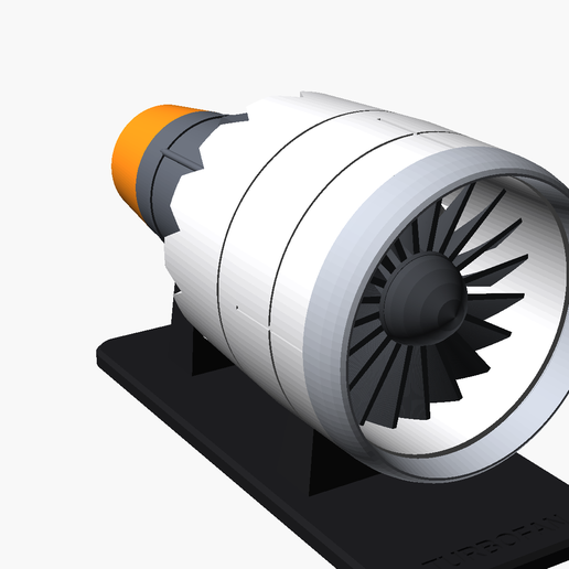 Turbofan Jet Engine — Spinning Fan & Glowing Nozzle (USB) — 200 mm Desk Model
