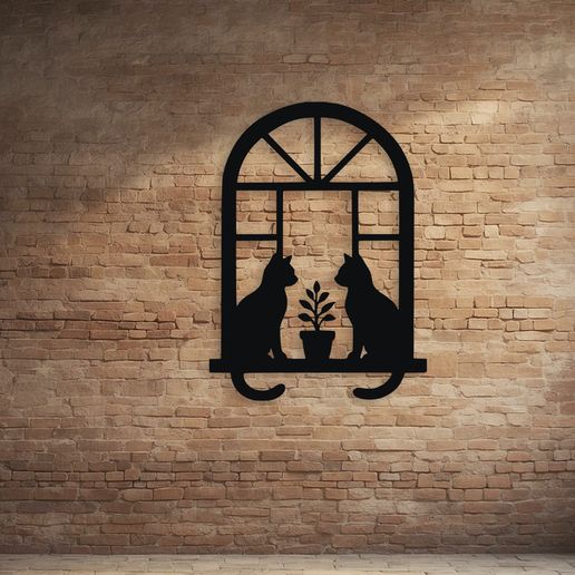 mockup_03.jpg Decoração de parede Gatos no parapeito da janela