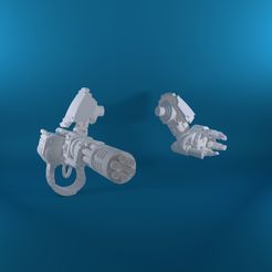 render_reload_arms.jpg 3D file dreadnought arms equipped with the gatling gun and the heavy flamethrower・3D printer model to download