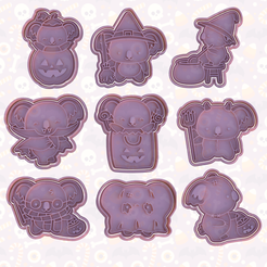 main.png 3D file Halloween Koalas cookie cutter set of 9・Design to download and 3D print