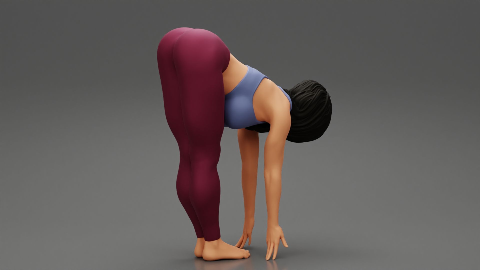 Girl-03.jpg 3D file Young Woman Doing Yoga Asana Standing Forward Bend Pose 3D Print Model・3D printer model to download, 3DGeshaft