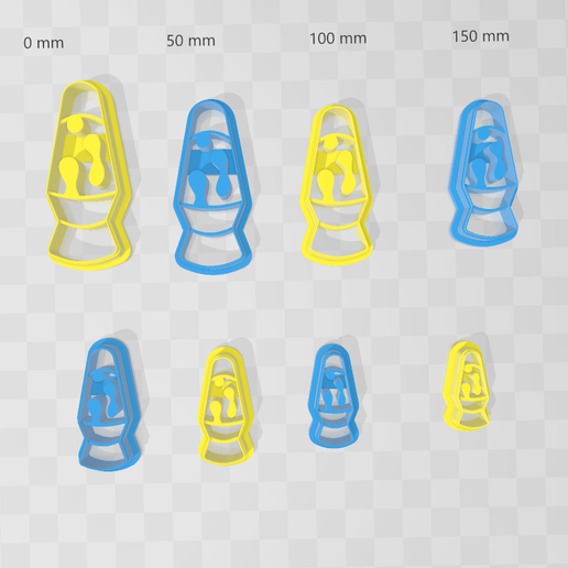 50 mm 100 mm 150 mm 200 mm Omm EAT = es SPs \ re) ) ) ay 3D file Lava Lamp Clay Cutter - STL Digital File Download- 8 sizes and 2 Cutter Versions・3D print design to download, UtterlyCutterly