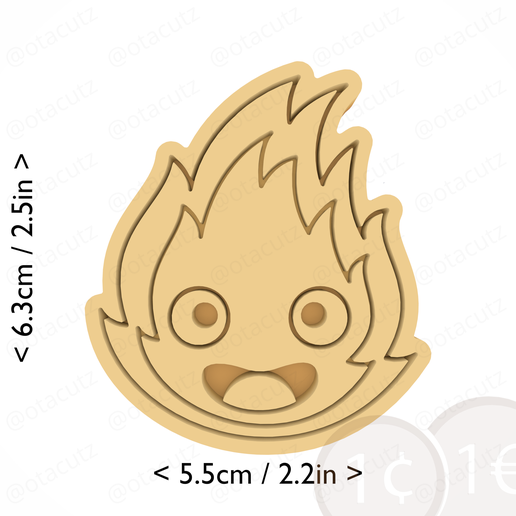 calcifer~private_use_cults3d_otacutz-cm-inch-cookie.png Calcifer Cookie Cutter / Ghibli