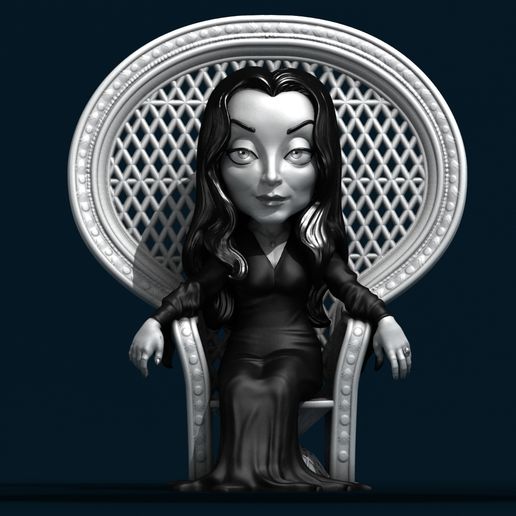 🧛 Morticia Addams (1964) Art Toy with her classic chair・ STL