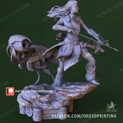 Aloy-Horizon-Zero-Dawn-With-Watcher-sfw.jpg 3D file Aloy Horizon Zero Dawn With Watcher・3D printable model to download