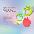 Cover-7.png Apple 2 Clay Cutter - Food Fruit Summer STL Digital File Download- 10 sizes and 2 Earring Cutter Versions, cookie cutter