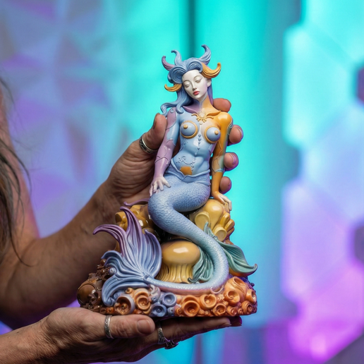 Fantasy Mermaid 3D Printable STL File | Mythical Siren Miniature | Intricate Ocean Princess Figure