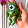 images55.png Monsters Inc Mike Wazowski Multicolor Flexi Print-In-Place + figure & keychain