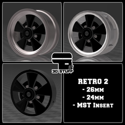 Retro-2-1.png Fichier STL Jante RC 1:10 - Retro 2 (26mm & 24mm & étoile de jante MST)・Objet pour imprimante 3D à télécharger