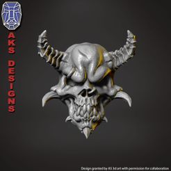 DS_v1_1.jpg 3D file Demon skull v1 Bas relief for home decoration・3D printable model to download, AKS-Designs