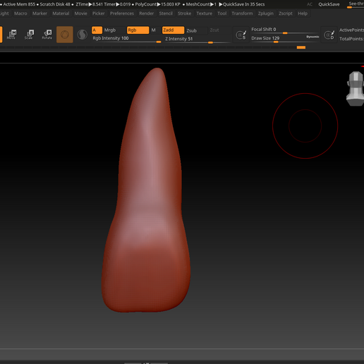 Maxillary left central incisor - 3D model önizlemesi