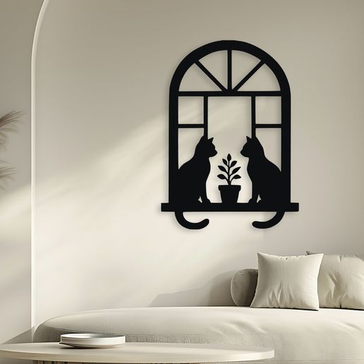 mockup_06.jpg Decoração de parede Gatos no parapeito da janela