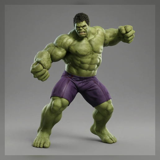 High-Detail Superhero 3D Printable Hulk Figurine