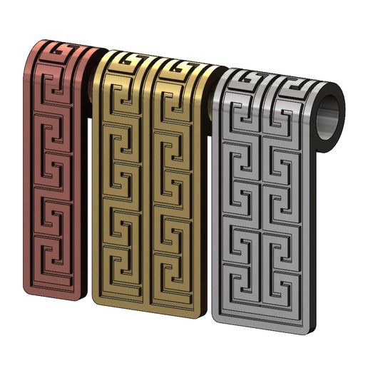 Greek key motif pendant 3D print model - 3D model önizlemesi