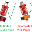 j we Compatible Imcompatible MK10S j-Head MK8 jHead Yet Another Nerd Solution - CR10 MK10S/Micro Swiss j-Head hot end adapter for Eryone 3D printers