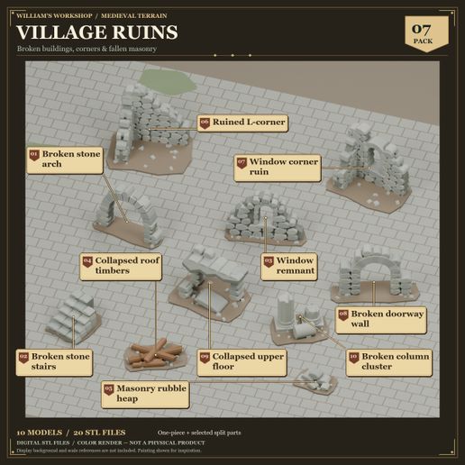 Medieval Terrain pack07 - Village Ruins