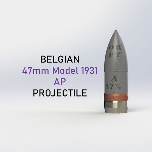 WW2 Belgian 47mm Model 1931 Armour Piercing Projectile