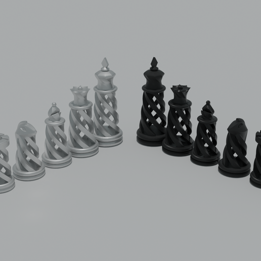Spiral chess set 3D model