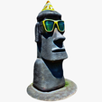 model.png Moai statue wearing sunglasses and a party hat NO.1