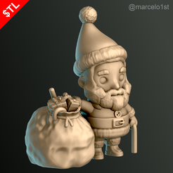SANTA-BAG_01.png Fichier STL Père Noël avec sac cadeau・Objet imprimable en 3D à télécharger