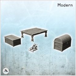 1-PREM.jpg STL-Datei Modernes Interieur Set mit Falle und Möbeln (1) - Zukunft Sci-Fi SF Postapokalyptisch Tabletop Scifi 28mm 15mm 20mm Modern・3D-druckbare Vorlage zum herunterladen