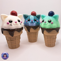 Ice-Cream-Cat3.png Archivo 3D Contenedor de helado para gatos・Modelo imprimible en 3D para descargar