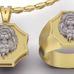 keyshot-jewelry-scene-setup-set-3.10429.jpg Файл STL Подвеска и кольцо "Лев・Дизайн для загрузки и 3D-печати