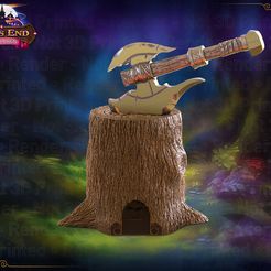 BarbarianAxe_RENDER.jpg 3D-Datei Barbarian Axe Dice Tower - SUPPORT FREE!・Design für den 3D-Druck zum Herunterladen