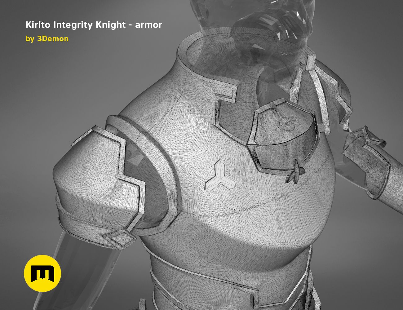 render_scene_Integrity-knight-armor-mesh.82 kopie.jpg Fichier 3D L'armure complète de Kirito - Integrity Knight・Plan imprimable en 3D à télécharger, 3D-mon