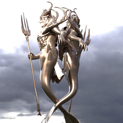 untitled.2255.png Archivo OBJ Estatua de Merman de bajo poligonaje Espejo・Plan de impresión en 3D para descargar, aramar