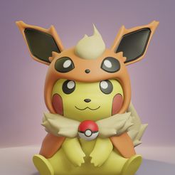 pikachu-flareon-render.jpg Fichier STL gratuit Pokemon - Pikachu Cosplay Flareon・Modèle imprimable en 3D à télécharger, Fontoura3D